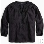 J.Crew NEW NWT  Button-front eyelet peasant top in black Photo 1