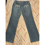 One 5 One  Jeans 14 Women’s Embellished Flap Pocket Rhinestone Bootcut Mid Wash Photo 1