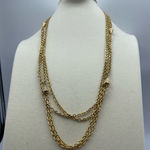 Vintage 52” long double chain necklace. Boho festival layering. Gold Photo 0