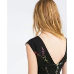 ZARA Woman Black V Neck Cap Sleeve Floral Knee Length Sheath Dress Size XS Photo 2