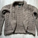 Lauren Ralph Lauren | Wool Blend Chunky Open Cropped Cardigan Sweater | Medium Brown Photo 0