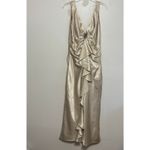 Rampage  Champagne Evening Gown Deep V Neck Ruffle Front Zip Back Size 13 Photo 5