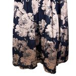 XScape  Navy Blue Brocade Floral High Low Formal Long Sleeve Midi Gown Size 18W Photo 12