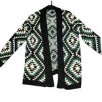 Bear Dance Cardigan Sweater Womens Small Green White Black Patterned Aztec Photo 1