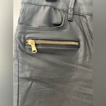 ZARA Slim Fit Black Pleather Jeans w/ Gold Zip Pockets Ankle Zippers Wm Sz US06 Photo 6