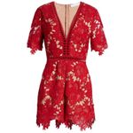 ASTR the Label NEW Short Sleeve V-Neck Lace Romper XS Romantic Spring Summer Photo 2