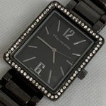 H By Halston watch black tone rectangle 35mm quartz rhinestones size 7” running Photo 5