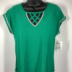 89th + Madison Lace Up Jeweled Dolman Cool Top size medium Green Photo 0