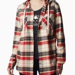 Columbia plaid flannel hoodie drawstring long sleeve shirt Size 1X Photo 0