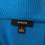 Alfani  Top Women's Size Small Blue Ribbed Mock Neck Half Zip Stretch Knit Blouse Photo 4