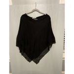Halston Heritage Black Sheer Trim Poncho Sweater XS Photo 3