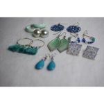 Teals The Deal 8pr Vintage/Now Teal/Blue/Green Dangle Drop Hook/Post Earrings Blue Photo 1