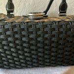 Brighton : Black/ Brown Wicker Shoulder Bag- Silver tone- Leather Trim- wear Photo 6