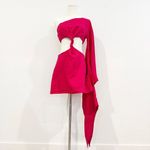 Cult Gaia  Lucienne Linen Blend One Shoulder Cut Out Twist Mini Dress Pink Small Photo 2