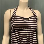 Lands' End Navy Stripe Halter Swim Dress Size 12 Photo 4