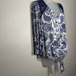 Harper 241 Blue White Paisley Blouse Size Large Photo 2