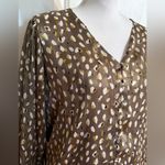 Haven + Blair Multicolor Long Sleeve Abstract Button Down Blouse Top Sz M Brown Size M Photo 1
