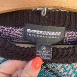 Vintage 90s blue purple teal black argyle pattern crewneck sweater MEDIUM Photo 3