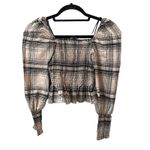 ZARA  Smocked Peplum Style Linen Crop Top‎ Sz Small Photo 1