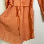 Serena & Lily  Margot Shirt Dress Womens Orange Linen Button Up Tie Waist Travel Photo 3