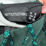 Pretty Little Thing Emerald Green sequin lace Long Sleeve Dress fringe 4 NWT party Photo 11