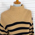 Old Navy  Slouchy Striped Mock Neck Bell Sleeve Sweater Tan Black Small Photo 5