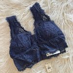 Aerie Eyelash Lace Plunge Bralette Blue Size XS Photo 1