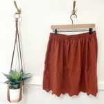 Loft Rust Orange Embroidered Drawstring Skirt Women’s Size M Boho Chic Photo 3