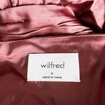 Wilfred Free Wilfred Aritzia Truffle Rhythm Ruched V Neck Long Sleeve Satin Mini Dress Rust 4 Photo 1