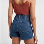 EXPRESS Super High Waisted Paperbag Waist Denim Midi Shorts - Size 8 Photo 1