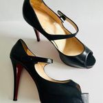 Christian Louboutin Zeppa Peep Toe Mary Jane Pumps Black Leather Size 40 5" Heel Photo 0