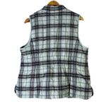 J. Jill Plaid Fleece Vest Womens Size LP Blue Zip Front Pockets Cabincore Rustic Gray Size L Photo 4