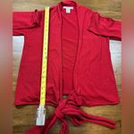 CAbi Size M Silk Blend Long Sleeve Red Open Tying Front Cardigan Photo 3