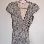Brandy Melville John Galt  Tan Ditsy Floral Mini Wrap Dress Womens S Fall Classic Photo 5