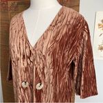 ZARA  Crushed Velvet Copper Short Sleeve Boxy V-neck Dress Medium Photo 6