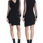 Gracia Polka Dot Mesh Sleeve Dress in Black Size Large Photo 0