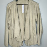 Soft Surroundings  Viviana Faux Suede Beige Waterfall Open Cardigan Size L NWT Photo 0