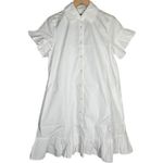 J.Crew ‎ Ruffle-hem shirt-dress in cotton poplin White XXS BR461 Photo 0