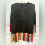 Adore Black Fringe Jacket with Multicolor Accents Size L Size L Photo 1