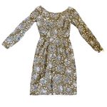 Vintage 60s Mini Long Sleeve Floral Print Dress Olive Green XS Multiple Photo 0