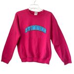 Gildan Swimming Pink Sweatshirt Small Cotton/Polyester Blue Writing Swim Photo 0