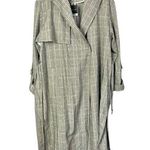 Topshop NEW Black & White Checkered Plaid Belted Mid Length Trench Coat 10 Photo 0