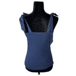 Loft Ribbed Tie Shoulder Navy Blue Sleeveless Blouse Women's Size Small Photo 2