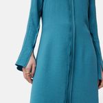 Jigsaw Japanese Crepe Shirt Dress Size US 4 Long Sleeve Maxi Dusty Blue Photo 2
