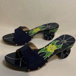 Source Unknown Navy Blue Wooden slip-on Clogs with round heels size 39 Photo 2