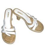 Soda  brand cute white strapped slip on sandals with 3.5” heels new Photo 2