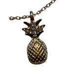 Gold Tone Anklet Bracelet Pineapple Charm Clear Rhinestones Adj 10.25" Swingers Photo 1