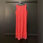 For Cynthia  Linen Blend Asymmetrical Mesh Hem Sleeveless Midi Maxi Dress Coral M Photo 1