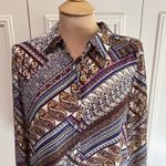 Rose + Olive ‎ Paisley Floral Patchwork Shirt Size Medium Button Up Funky Retro Photo 1