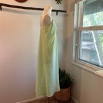 Lime Green Semi Sheer Floral Rose Embellished Strappy Midi Dress Size Medium Photo 3